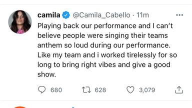 Camila Cabello no esconde su cabreo tras los abucheos en la final de la Champions durante su actuación