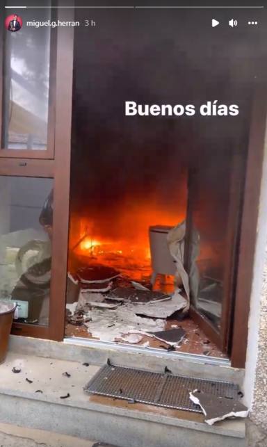 El incendio de la casa de Miguel Herrán, vía Instagram