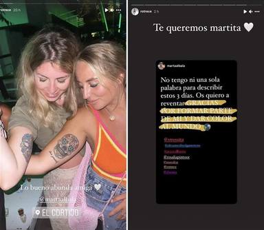 Historias de Instagram compartidas por Rocío Flores y Marta Albalá. Montaje: revista Lecturas