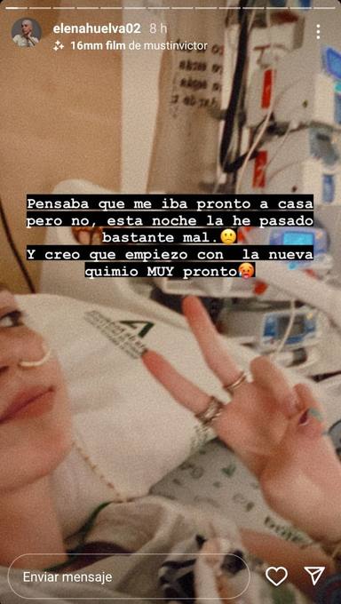 Elena Huelva inicia un tratamiento de quimioterapia y lo cuenta en su Instagram ante sus followers