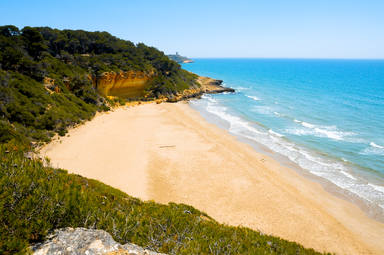 A,View,Of,Cala,Fonda,Beach,,In,Tarragona,,Spain