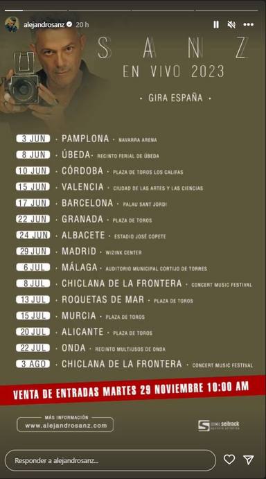 Fecha de las entradas a la venta de la gira de Alejandro Sanz en España y todas las paradas en nuestro país