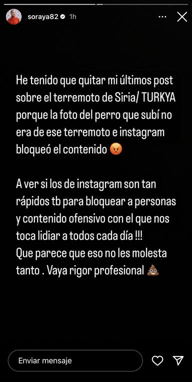 Soraya carga contra Instagram