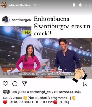 Alba Carrillo envía un mensaje a Santi Burgoa